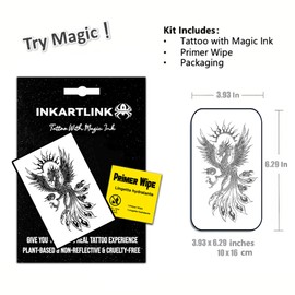 INKARTLINK Temporary Tattoos, Semi Permanent Tattoos, Adult Art Designs, Waterproof Temporary Tattoos, Party Favors, Tattoo Stickers Realistic, No Adhesive, Lasts 1-2 Weeks (Phoenix)