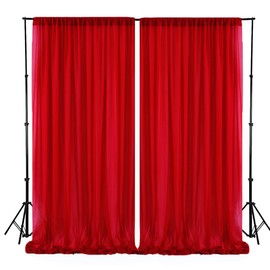 Red Chiffon Backdrop Curtain 5x7 Ft Chiffon Curtains for Decorations Party Semi-Sheer Curtains 2 Panels Tulle Photography Backdrop Red Chiffon Drapes for Backdrop (Red, 5FTx7FTx2PCS)