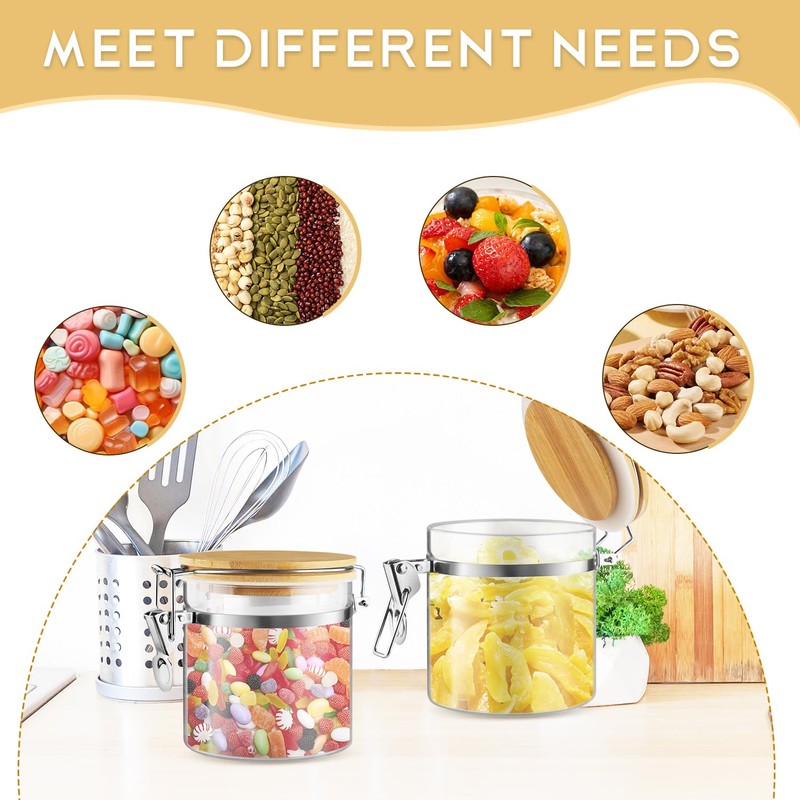Mirrline 2 Pcs 700ml/23oz Clear Glass Jars Airtight Storage Jars