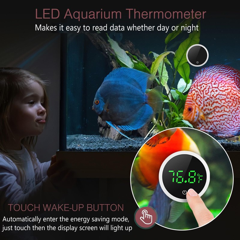 LOFICOPER Digital Aquarium Thermometer, Stick-on Fish Tank Thermometer, Small Temperature