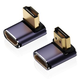 AreMe 8K HDMI 2.1 Right Angle Adapter (2 Pack), Up&Down 90 Degree and 270 Degree HDMI Male to HDMI Female Extender Connector Aluminum Alloy