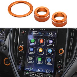 Auovo Volume Knob Cover Fit for Subaru Crosstrek Impreza Accessories 2024 2025/25 Forester / 20-24 Legacy Outback / 22-23 WRX / 24 Ascent Radio Knob Cover Engine Start Stop Outer Ring (3pcs, Orange)