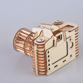 3D Wooden Puzzle DIY Camera Model Wood Engineering Gears Set Assembly Adult Teens Men Friend Husband