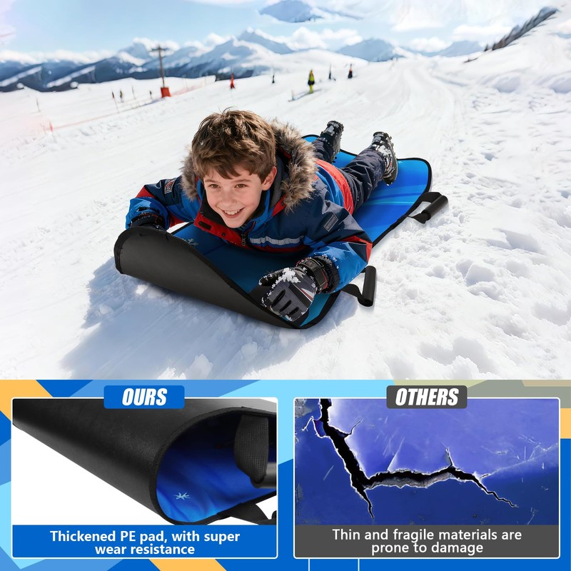 45" Large Foldable Snow Sled，Rolled Up Portable Snow Sleds for
