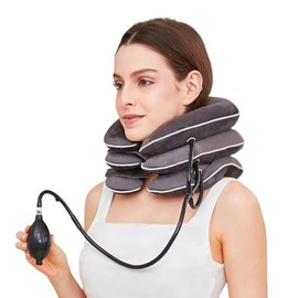 Camilla de cuello para aliviar el dolor, dispositivo de tracción cervical inflable ajustable, soporte para el cuello para uso doméstico, soporta la de