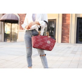 MKF Collection Tote Bag for Women – PU Leather-Top-Handle Satchel Shoulder Handbag Red