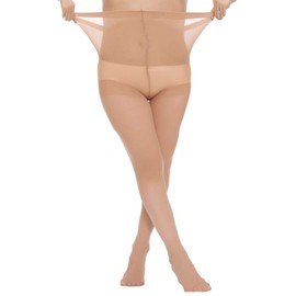 MANZI Women's 4 Pairs Plus Size Control Top Ultra-Soft Tights(Natural Nude,XXXXL)
