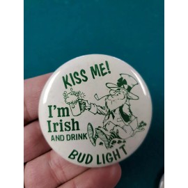 Set of 2 St. Patrick's Day Pins - Irish And Drink Bud Light - New old stock
