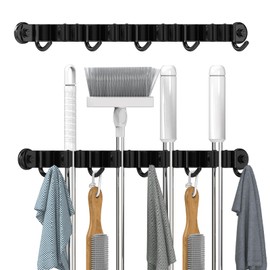 3-H Magnetic Broom Holder Wall Mounted 1 Pack, Strong Magnetic Broom Hooks 17 Inch, Heavy Duty Magnet Broom Organizer Wall Mounted, Utility Storage Tools Rack for Home Kitchen Workshop Laundry Garage