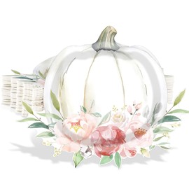 Justforjoyful 48Pcs Fall Pumpkin Shaped Paper Plates Little Pumpkin Baby Shower Party Decorations Disposable Gray Pink Tableware Boho Autumn Dinnerware Set for Baby Shower Birthday Party Thanksgiving