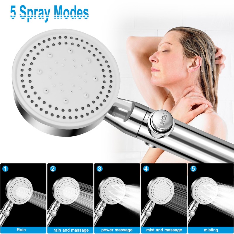 Shower Head and Hose, 5 Mode Water Saving Shower Heads