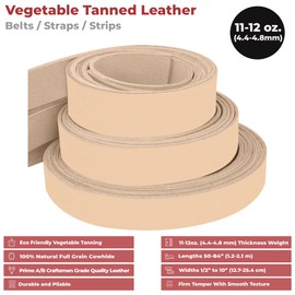 European Leather Works 11-12 oz. (4-4.8 mm) Cinturón de piel curtido vegetal Tamaño de las correas/correas: 1-1/2 x 60 pulgadas (3.81 x 152.4 cm) Herramienta de piel vacuno de grano completo, manualidades, funda de cuchillo, muebles