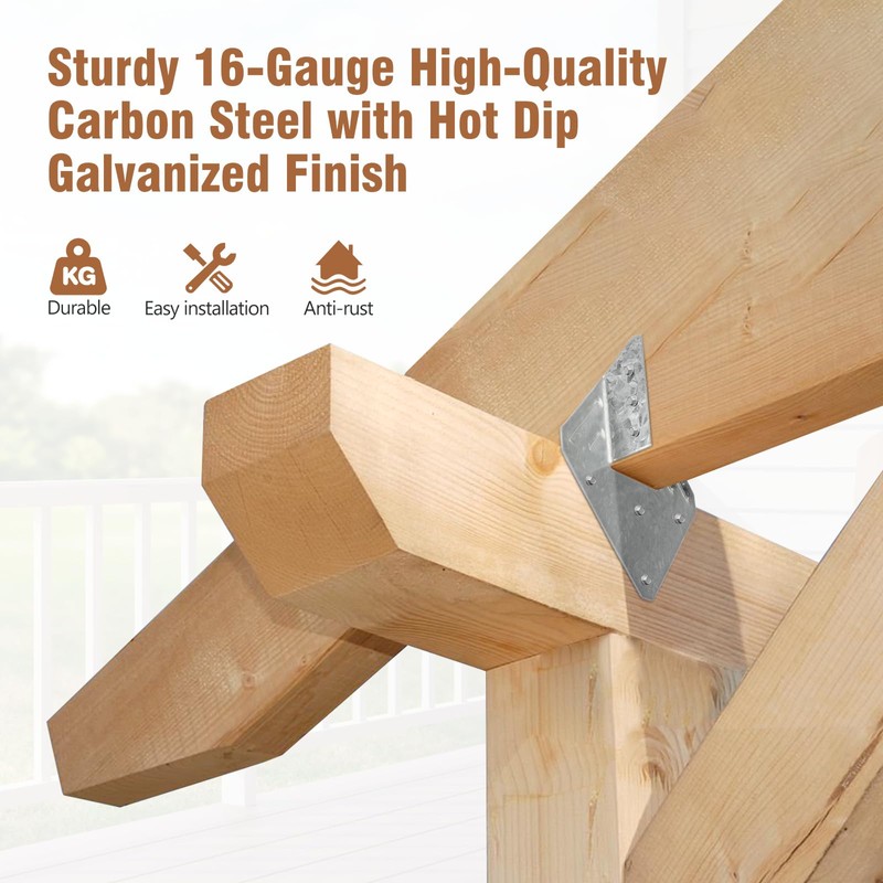 Garaook 24 Pack 16-Gauge Hurricane Ties for Rafter, Heavy Duty