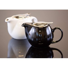 Service Ideas TPCV16BL Tetera, cerámica, 16 onzas, ovalado, negro