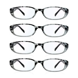 4 pares de anteojos de lectura, anteojos de bloqueo de luz azul, anteojos de lectura para computadora para mujeres y hombres, montura rectángulo de moda (4 negro, +1,25)