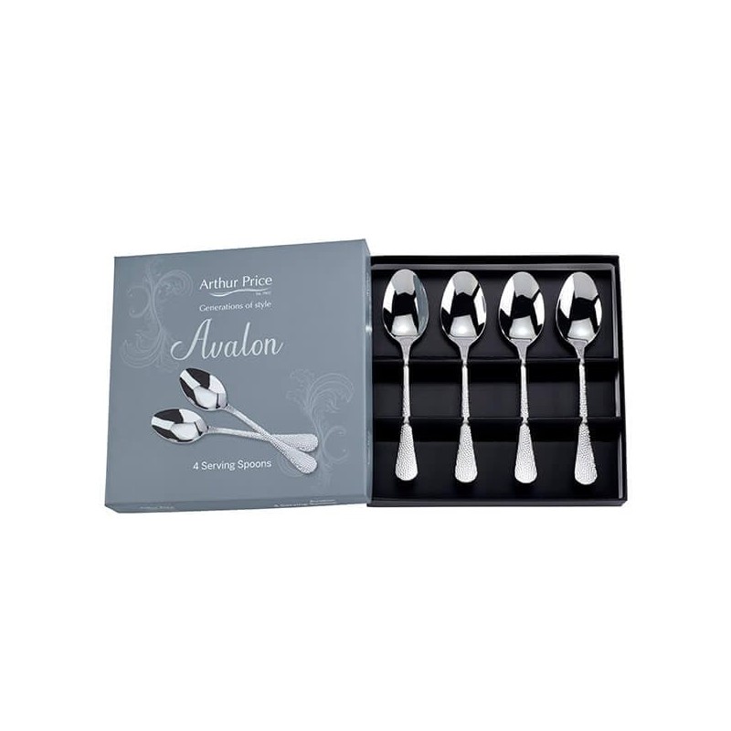 Arthur Price ZAVA0011 Avalon Set 4 Serving Spoons, Stainless Steel