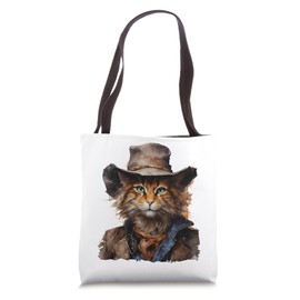 Cat as a Cowboy with a Hat Cowboy Cat Tote Bag
