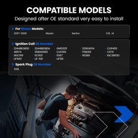 SYKRSS 4-Pack UF591 Ignition Coils & 5118 Spark Plugs Kit Compatible with Nissan Sentra 2007 2008 2009, L4 2.0L - Replaces 22448ED800 22448ED80A GN10325 221604014 1788316 UF-591 & more