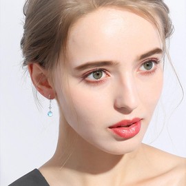 Moonstone Hoop Earrings, 925 Sterling Silver, Moonstone Leverback Drop Earrings, Hanging Rainbow Moonstone Jewellery, Women, Girls, Sterling Silver,