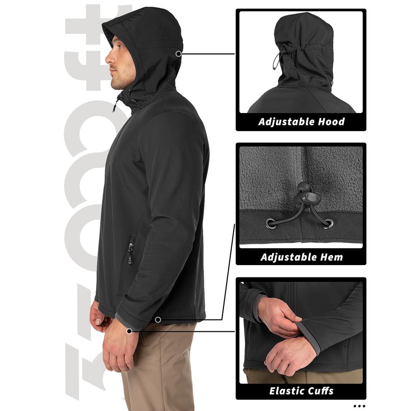 33,000ft 33,000ft Men's Hooded Softshell Jacket Waterproof Lightweight Insulated Windbreaker