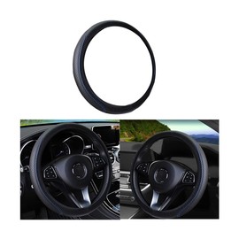 CGEAMDY Car Steering Wheel Cover, Universal 38 cm Microfibre Steering Wheel Cover, Non-Slip Breathable Steering Wheel Cover, Odour-Free Steering Wheel Cover, Steering Wheel Protector (Black/Blue)