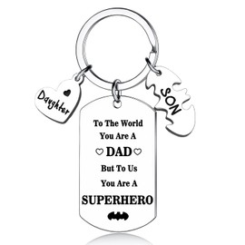 MADHAHEFU Dad Gifts From Son Daughter To Daddy Keychain Fathers Day Birthday Gift Valentines Day Gifts For Daddy Dad Pap Gift For Dad Keychain (To the world)