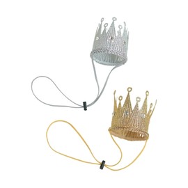 QUANSHENL Crown Headband, Set of 2, Gold, Silver, Birthday, Commemorative Photography, Hair Band, Hair Ornament, Commemorative Photos, 2.6 inches (6.5 cm), Height, Rubber Included