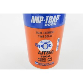 Mersen AJT Amp-Trap 2000 SmartSpot Time-Delay/Class J Fuse with Maximum Circuit Protection, 600VAC/500VDC, 200kA AC/100kA DC, 350 Ampere, 2-1/8"Diameter x 7-1/8" Length