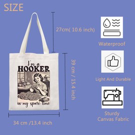 TIIMG I'm A Hooker In My Spare Time Gift Yarn Lover Crochet Lover Gift Knitter Lover Gift Knitting Mom Tote Bag (I'm a hooker)