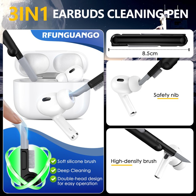 RFUNGUANGO for AirPods Pro 2nd Generation Case Cover with Cleaner