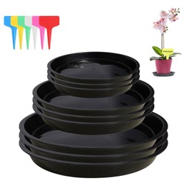 Flower Pot Saucers, 9 Pieces, Flower Coasters, Round Plastic Coasters, Flower Pot, Plant Coasters, Plant Coasters with Plant Labels