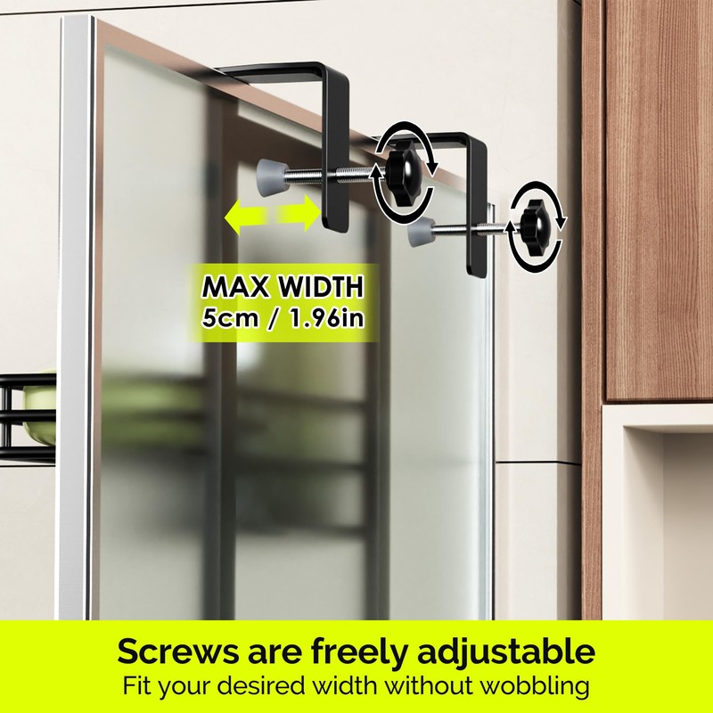 Orimade Over The Door Shower Caddy Adjustable 3 Tier Black,Bathroom