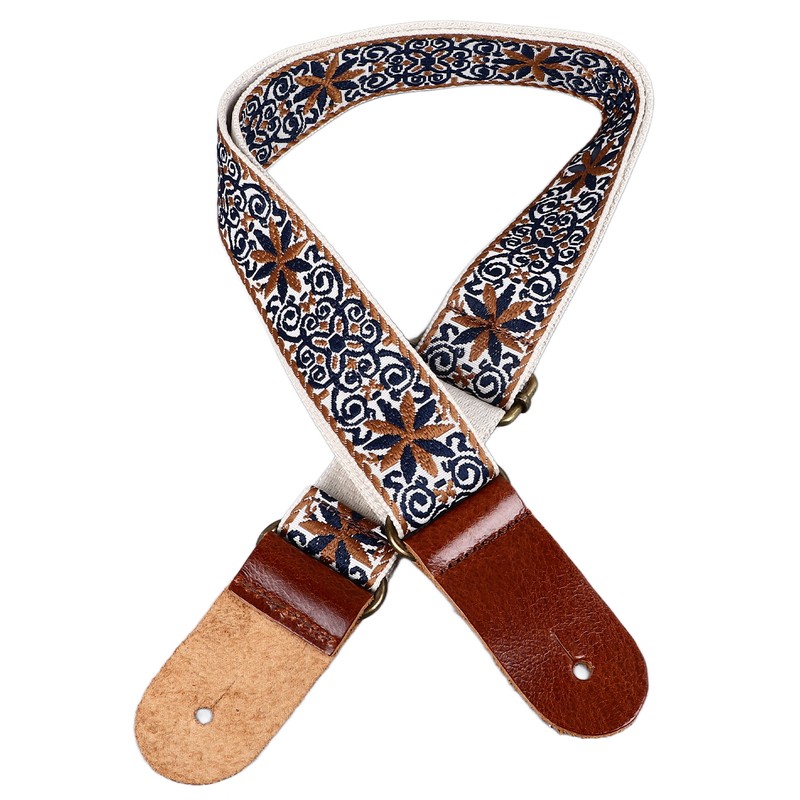 Embroidered Ukulele Strap Ethnic Style Adjustable Length Nylon Leather Comfortable