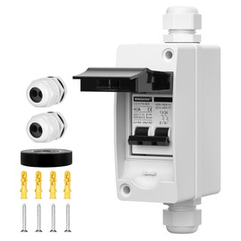 MINGSONG DC Solar Panels Disconnect Switch 40 Amp AC Circuit Breaker Box 400V 2 Poles IP65 Waterproof UV-Proof Outdoor Small Breaker Box for Solar PV Homes