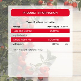 Healthspan Rose Hip 5,000mg – 120 Tablets | High Strength Joint & Immune Support Supplement | With Added Vitamin C for Collagen Formation | Rich in Natural Flavonoids & Polyphenols | Promotes Flexibility & Mobility | Vegan-Friendly