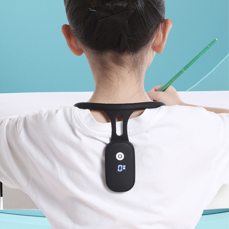 Intelligent Strapless Posture Corrector Vibration Reminder Removable Portable Trainer Black