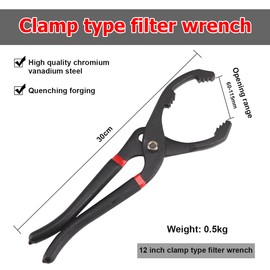 CGEAMDY Oil Filter Wrench, Universal Oil Filter Installation Removal Oil Change Tools for Oil Filter Change 45 mm to 115 mm Filters on Cars Cars Motorcycles (30 cm)
