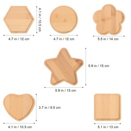 Tofficu 6 Pcs Bamboo Coasters Set, Blank Mosaic Base Trays for Crafts, Unfinished Bamboo Coasters, Multi-Shaped Decorative Trays for Cup Protection and Home Decor
