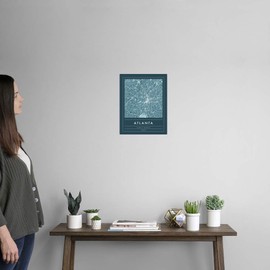 Navy Minimal City Map of Atlanta Wall Decal, Atlanta Artwork