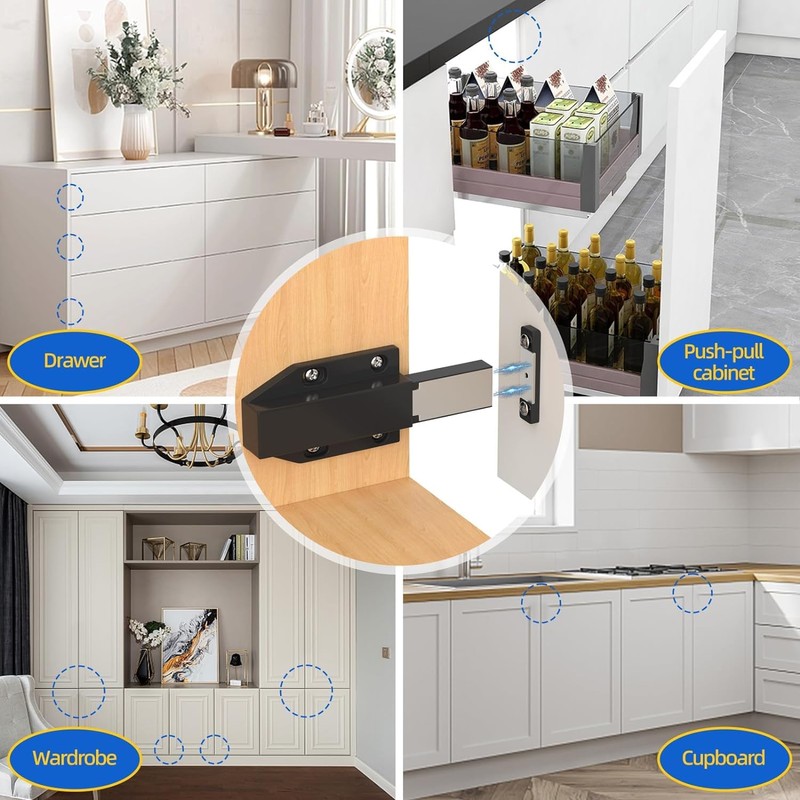 4Pcs Magnetic Push Latch, Push to Open Cabinet Catch Hardware