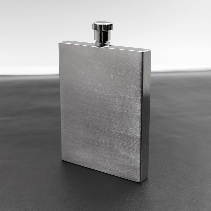 iSavage 3 oz Hip Flask with Square Right Angle Brushed