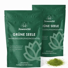 2 Pack Grüne Entgiftungspulver, 200g Superfood Helfer Pulver, Greens Pulver Helfer, Pflanzenpulver mit Matcha, Gerstengras, Heidelbeeren, Rich in Macronutrients, Micronutrients & Fiber