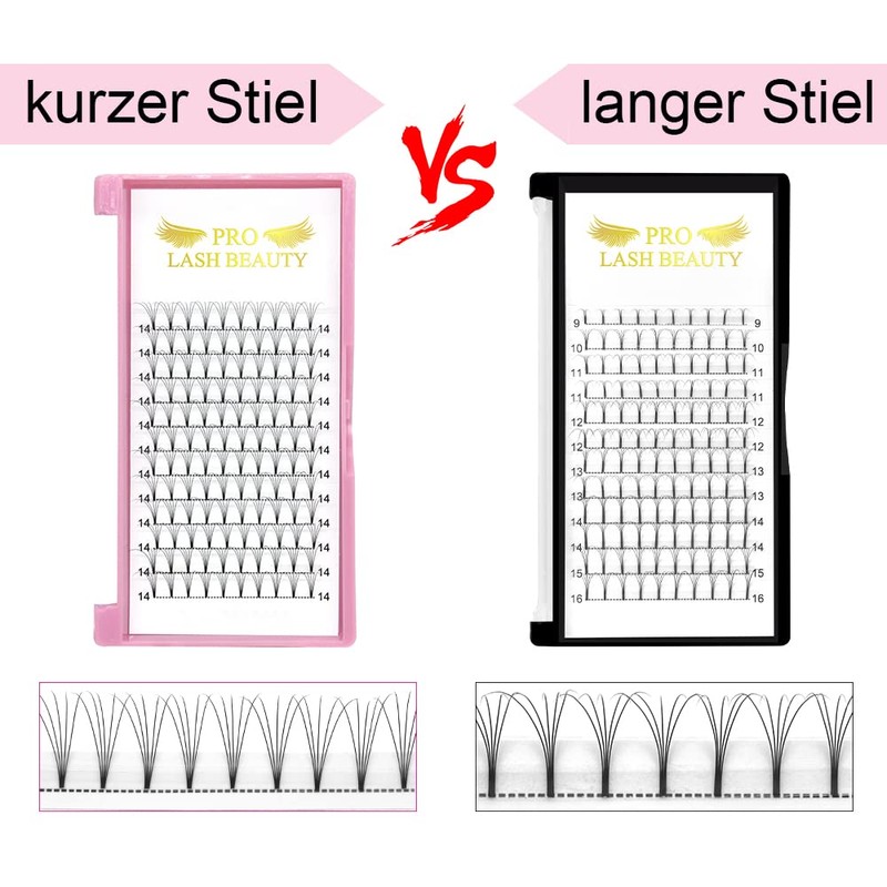 Fan Eyelash Extensions, 5D-C-0.10-9, Short, Ready-Made Volume Eyelashes, 0.10 C