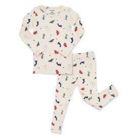 AVAUMA Baby Boys Girls Pajama Set 6M-8T Kids Cute Toddler Snug fit Pjs Cotton Sleepwear (Dino_Ivory JS)