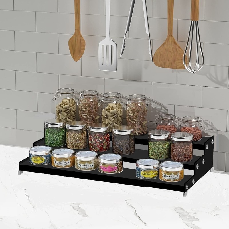 Jojocross Spice Rack Organizer 3 Tier Expandable Display Shelf(12.8"-24.01" W)