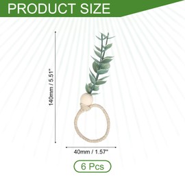 sourcing map 6Pcs Napkin Rings, Rustic Farmhouse Table Napkin Holders Serviette Buckles for Decoration Adornment Wedding Parties, Banquet, 140 mm