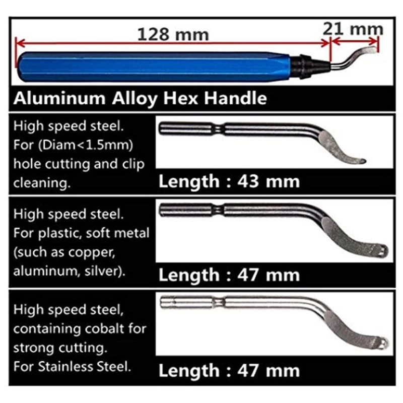 Amfrpar Deburring Metal Handle Hand Deburring Tool with 9 Pieces