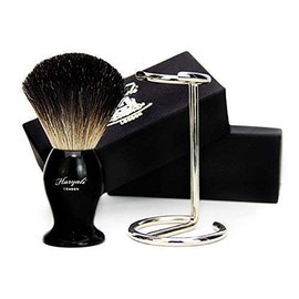 Pure black badger hair shaving brush for him with brush holder/stand