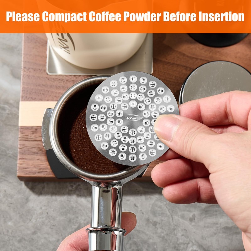 IKAPE 53mm Espresso Puck Screen, Food-grade 316 Stainless Steel Coffee