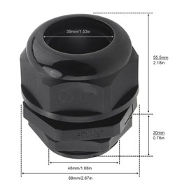 RTNLIT 1-1/2" NPT Cable Gland, Waterproof Adjustable Nylon Plastic Strain Relief Cord Connectors With Gaskets(Pack of 1)